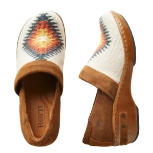 Born x Sundance - Bailie Aztec Platform Clog Slip On Shoes in White Sz 8