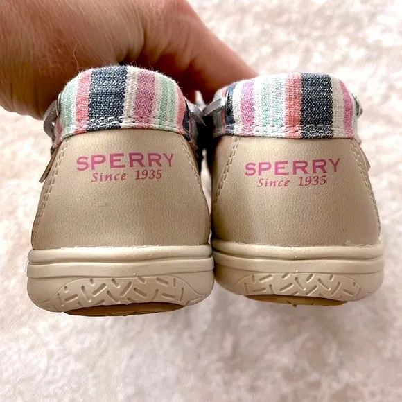 Brand New Sperry Top Siders Leather Boat Shoes Shoresider 3-Eye Sparkly Stripes