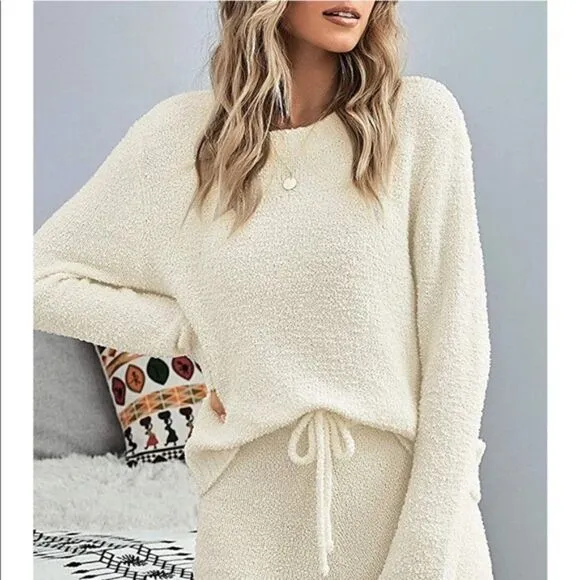 Brand New Fuzzy Knitted Loungewear Set