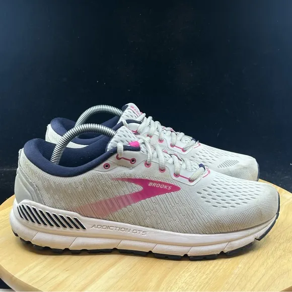 Brooks Addiction GTS 15 Womens Running Shoes Oyster Peacoat Lilac Sneakers 10B