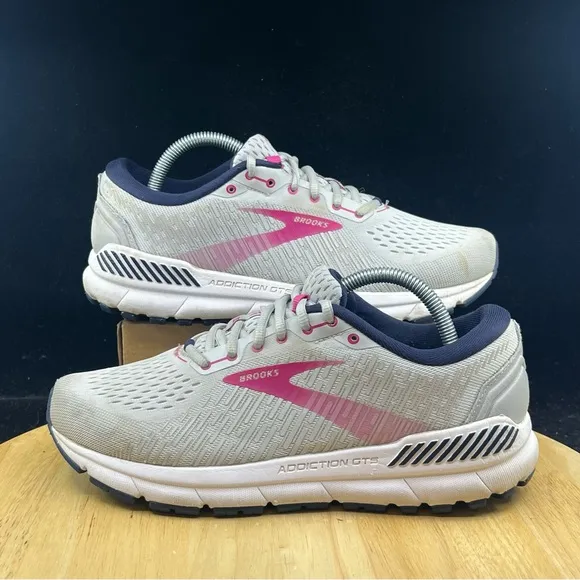 Brooks Addiction GTS 15 Womens Running Shoes Oyster Peacoat Lilac Sneakers 10B