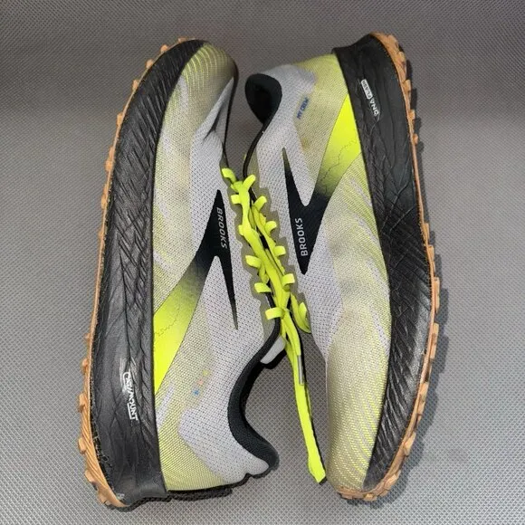 Brooks Catamount Gray Green Black Trail Running Shoes Sneakers Mens Size 13