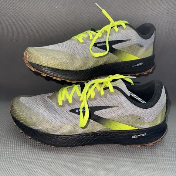 Brooks Catamount Gray Green Black Trail Running Shoes Sneakers Mens Size 13