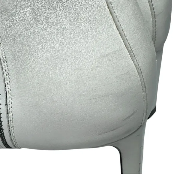 Brunello Cucinelli White Leather Monili Side Ankle Booties Women's EU 40 US 9.5
