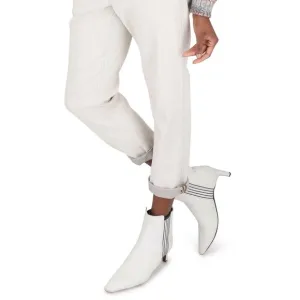 Brunello Cucinelli White Leather Monili Side Ankle Booties Women's EU 40 US 9.5