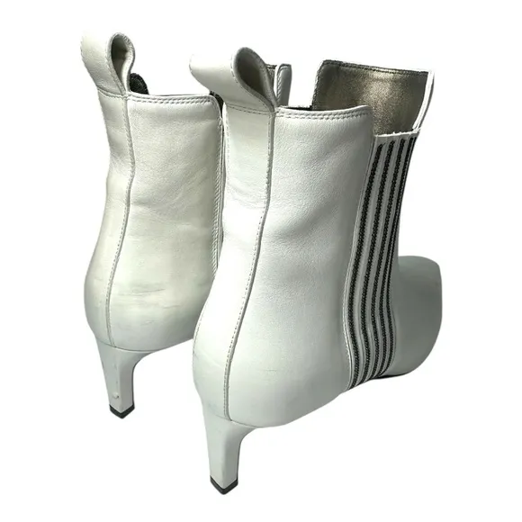 Brunello Cucinelli White Leather Monili Side Ankle Booties Women's EU 40 US 9.5