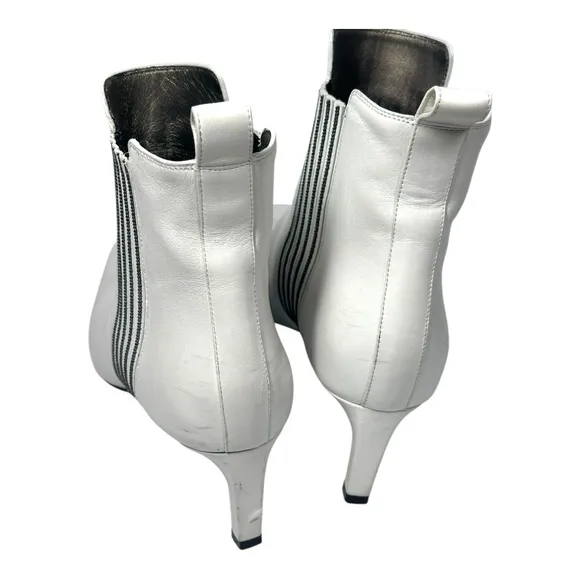 Brunello Cucinelli White Leather Monili Side Ankle Booties Women's EU 40 US 9.5