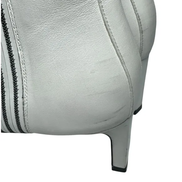 Brunello Cucinelli White Leather Monili Side Ankle Booties Women's EU 40 US 9.5