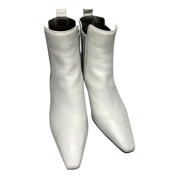 Brunello Cucinelli White Leather Monili Side Ankle Booties Women's EU 40 US 9.5
