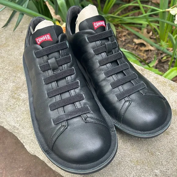 Camper Men's Beetle HYDROSHIELD Casual Lightweight Leather Shoes Black Sz 40/US7