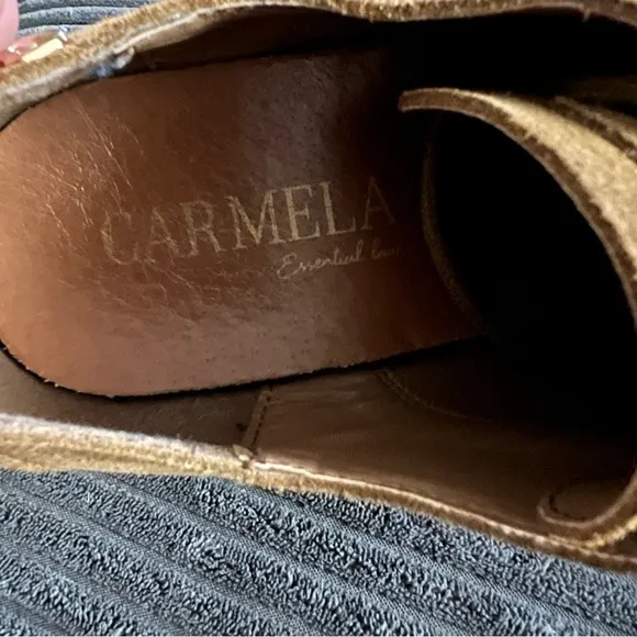 Carmela Women’s Taupe Chunky Heel Suede Derby Shoes Size US 7 / EU 38