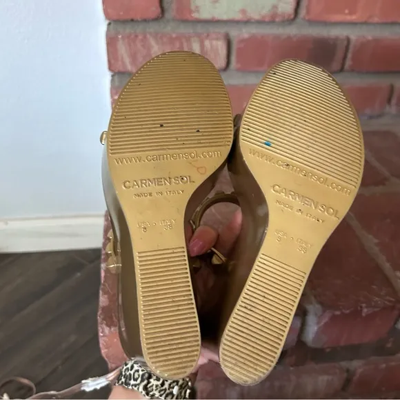 Carmen Sol Tonino Mid Studded Wedge in Gold Sz 8