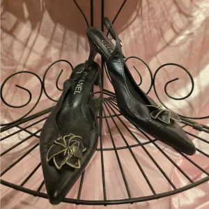 Chanel Black Slingback Women's Shoes
