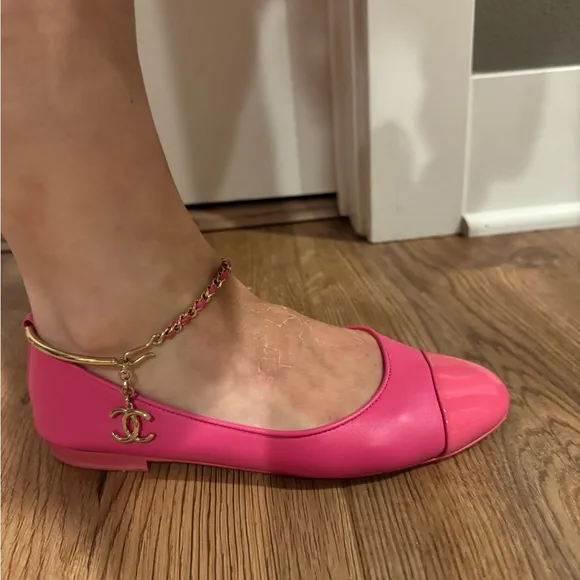 Chanel Pink Women's Shoes with Gold Accents