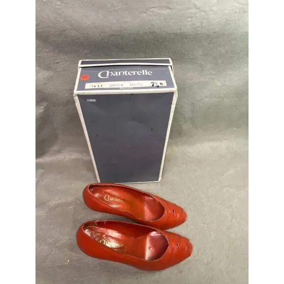 CHANTERELLE WOMEN'S HEEL PUMP SHOES‎ BRICK COLOR PEEP TOE SIZE 7 1/2B USED