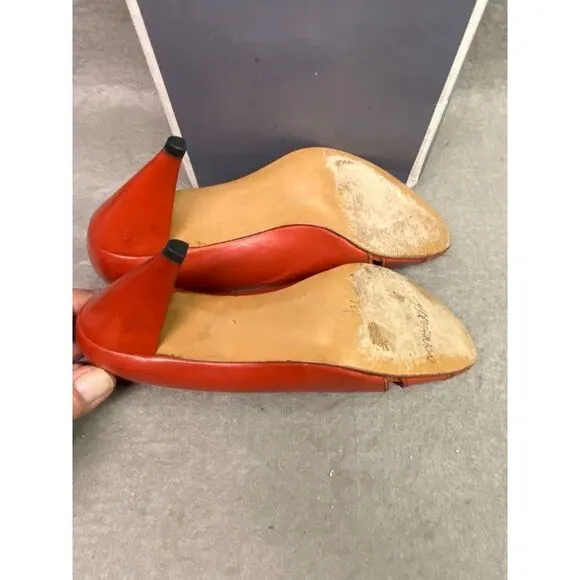CHANTERELLE WOMEN'S HEEL PUMP SHOES‎ BRICK COLOR PEEP TOE SIZE 7 1/2B USED