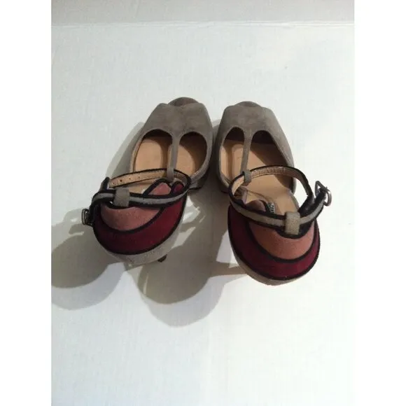 CHARLES DAVID WOMENS SAND LEATHER SUEDE OPEN TOE HIGH HEEL SHOES SIZE:9