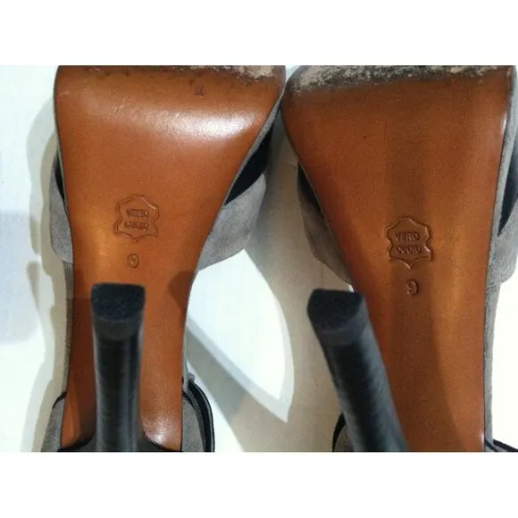 CHARLES DAVID WOMENS SAND LEATHER SUEDE OPEN TOE HIGH HEEL SHOES SIZE:9