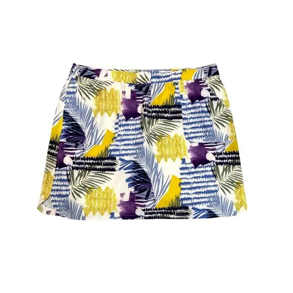 Chicos Tropical Print Coastal Lightweight Skort Built In Shorts Stretch Fabric 3
