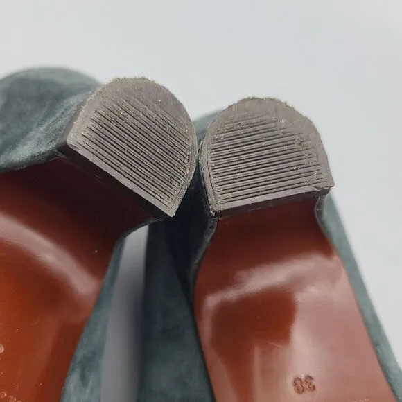 CHIE MIHARA Heel Pumps Shoes Mary Jane  Buckles Blueish Gray Suede 38 7-7.5