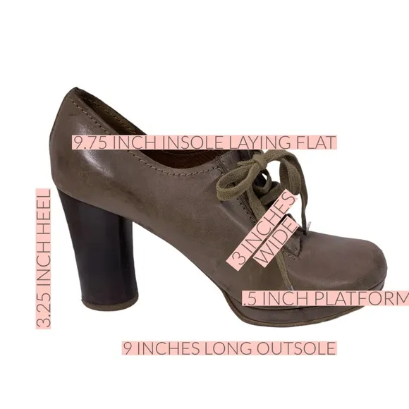 CHLOE TAUPE BROWN LEATHER HIGH HEEL OXFORD LACE UP SHOES (39.5)