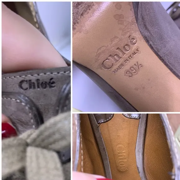 CHLOE TAUPE BROWN LEATHER HIGH HEEL OXFORD LACE UP SHOES (39.5)