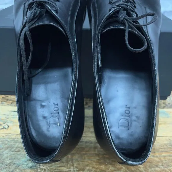 Christian Dior Black Leather Oxford Lace Up Shoes Mens Size EU 44.5 / US‎ 11.5