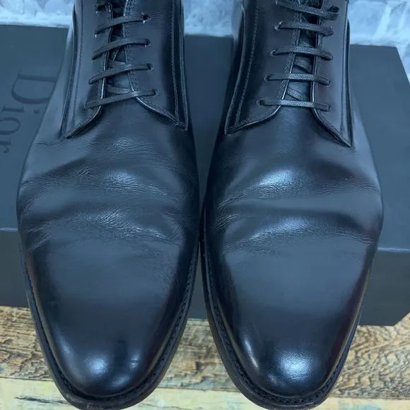Christian Dior Black Leather Oxford Lace Up Shoes Mens Size EU 44.5 / US‎ 11.5