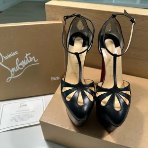 Christian Louboutin Black MAYADA T-STRAP PLATFORM PUMPS SIZE 37.5 Women’s Shoes