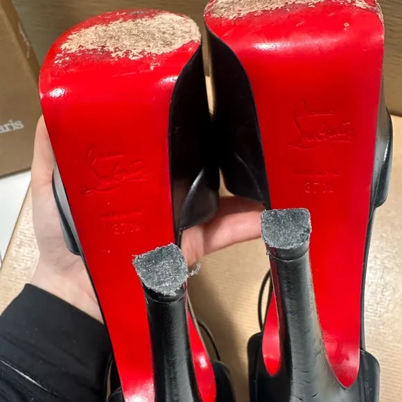 Christian Louboutin Black MAYADA T-STRAP PLATFORM PUMPS SIZE 37.5 Women’s Shoes