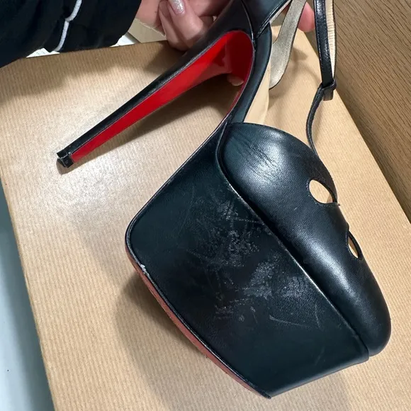 Christian Louboutin Black MAYADA T-STRAP PLATFORM PUMPS SIZE 37.5 Women’s Shoes