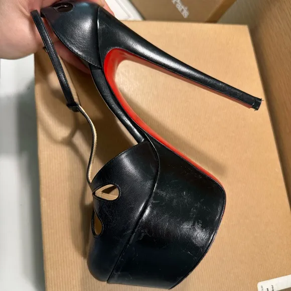 Christian Louboutin Black MAYADA T-STRAP PLATFORM PUMPS SIZE 37.5 Women’s Shoes