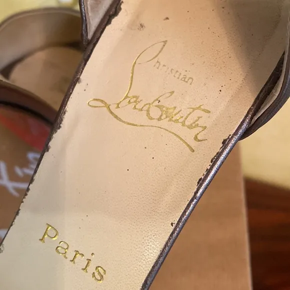 Christian Louboutin Bronze Peep-Toe Heels