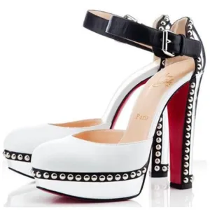 Christian Louboutin White and Silver Heels