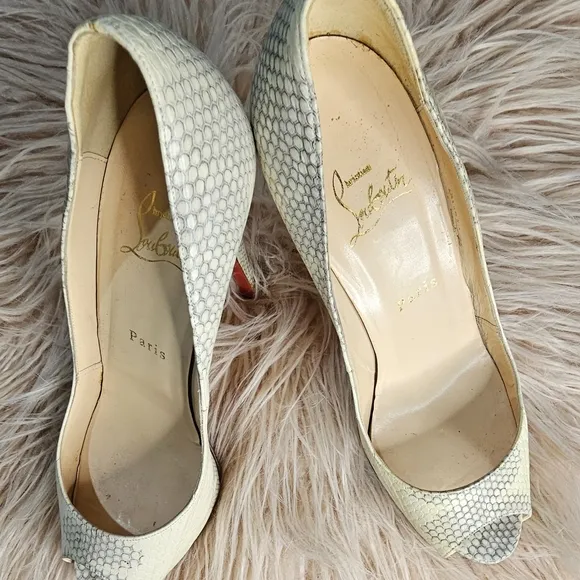 Christian Louboutin Women's Cream Peep Toe Shoes