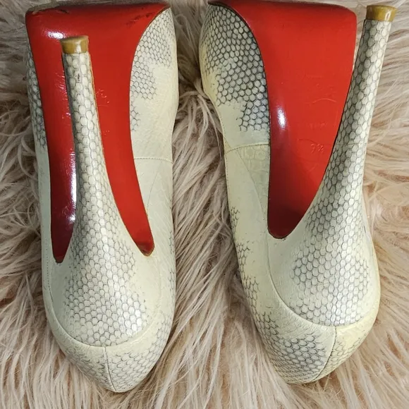 Christian Louboutin Women's Cream Peep Toe Shoes