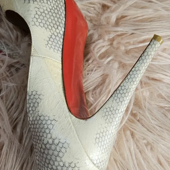 Christian Louboutin Women's Cream Peep Toe Shoes
