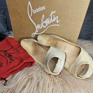 Christian Louboutin Women's Cream Peep Toe Shoes