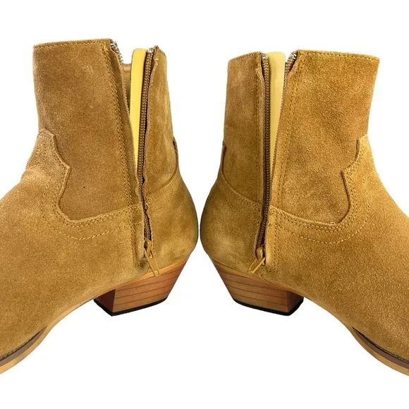 Civil Regime Brown Suede Western Side‎ Zipper Boots with Bag Mens Size 8