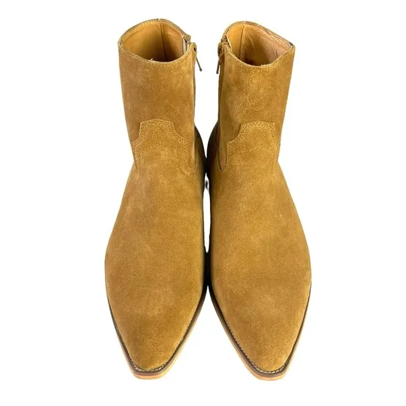 Civil Regime Brown Suede Western Side‎ Zipper Boots with Bag Mens Size 8