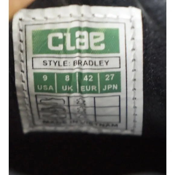 Clae Bradley SneakerBlack Suede. Mens US 9