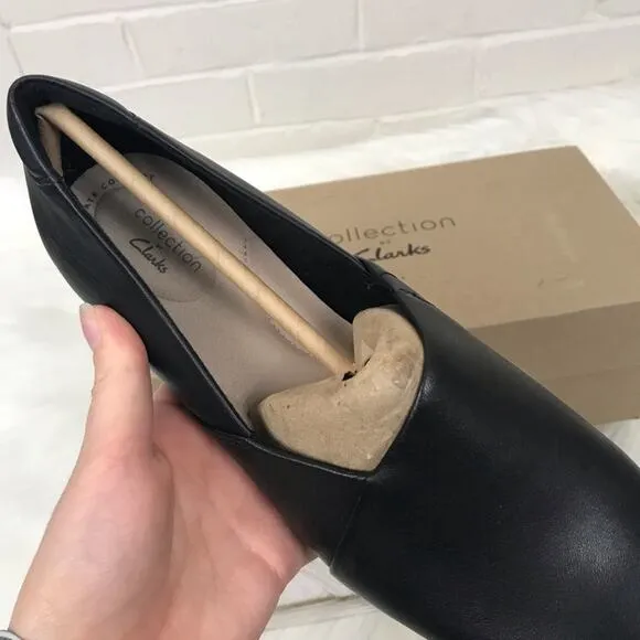 Clarks Collection By Clark’s NIB Juliet Palm Black Leather Slip On Loafer Shoes