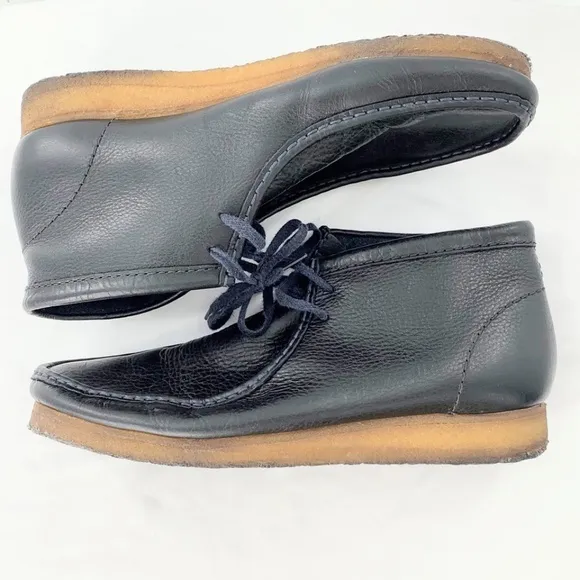 Clarks Originals Men's Shoes Wallabee Navy Blue Leather Lace Up Boots Sz 12
