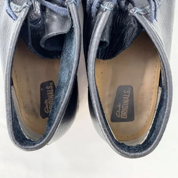 Clarks Originals Men's Shoes Wallabee Navy Blue Leather Lace Up Boots Sz 12