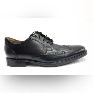 Clarks Tilden Wing Oxford Mens Black Leather Shoes Size 8.5 M