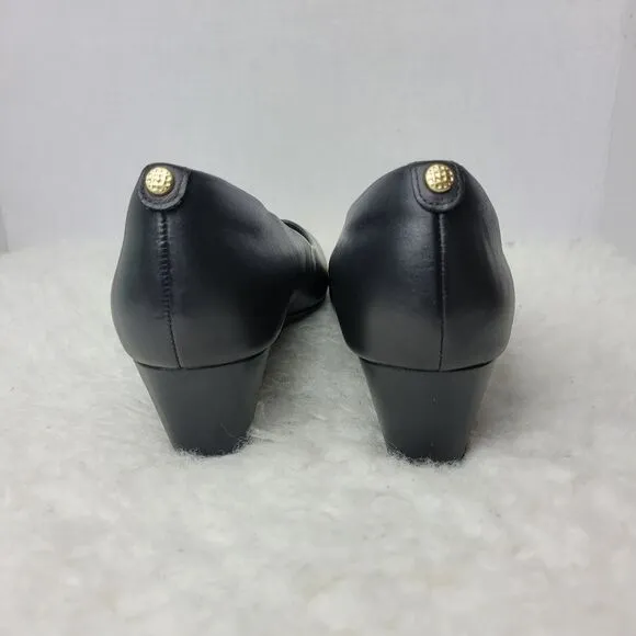 Clarks Vendra Bloom Shoes Women's Size 8.5 Black Leather  Wedge Pump Shoes