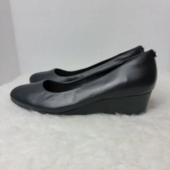 Clarks Vendra Bloom Shoes Women's Size 8.5 Black Leather  Wedge Pump Shoes