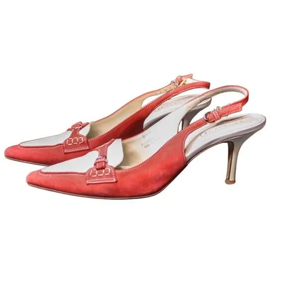 Coach Adrian Sling Back High Heel Shoes Pointed Toe Buckle 8.5B