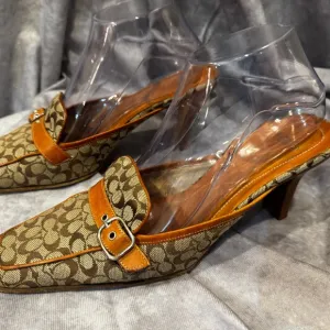 Coach Brown and Tan Gwynne Women's Heels Mules 9B