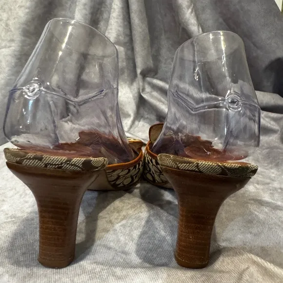 Coach Brown and Tan Gwynne Women's Heels Mules 9B